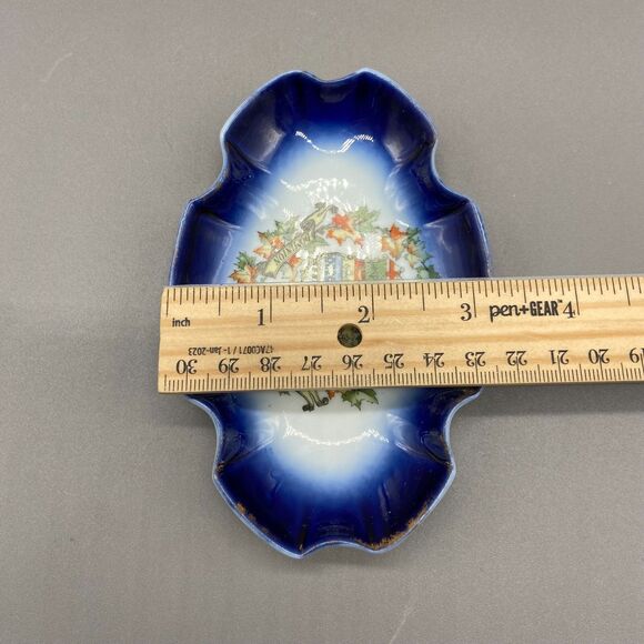 Flow Blue Canada Butter Pat Dish Antique Dominion Crest Porcelain Pre-1921 - Picture 4 of 8